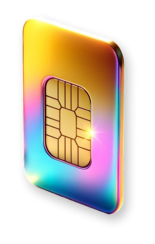 Golden 3D hand holding a modern smartphone with a glowing, colorful screen.